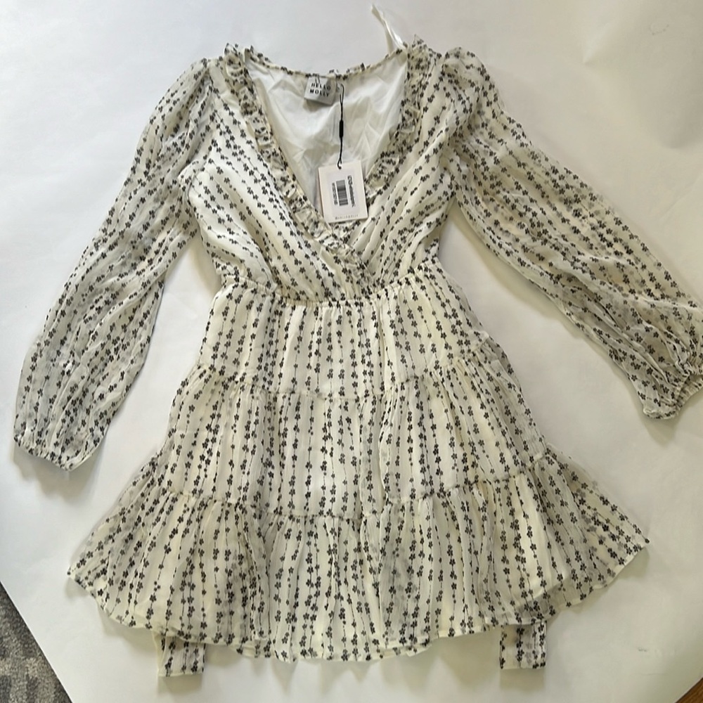 Hello Molly White and Black Floral Dress
